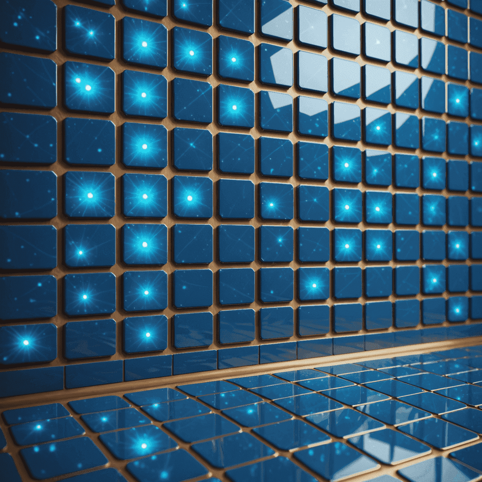 Tablero de Azul con azulejos brillantes y efectos de luz